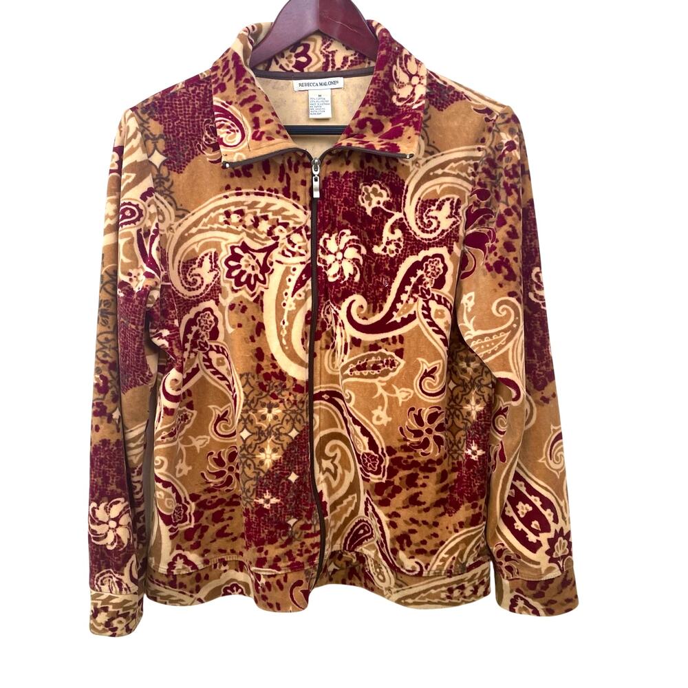 Vintage 70s Top Sz M Velvet Paisley Whimsigoth Hipster‎ Festival Grunge Boho